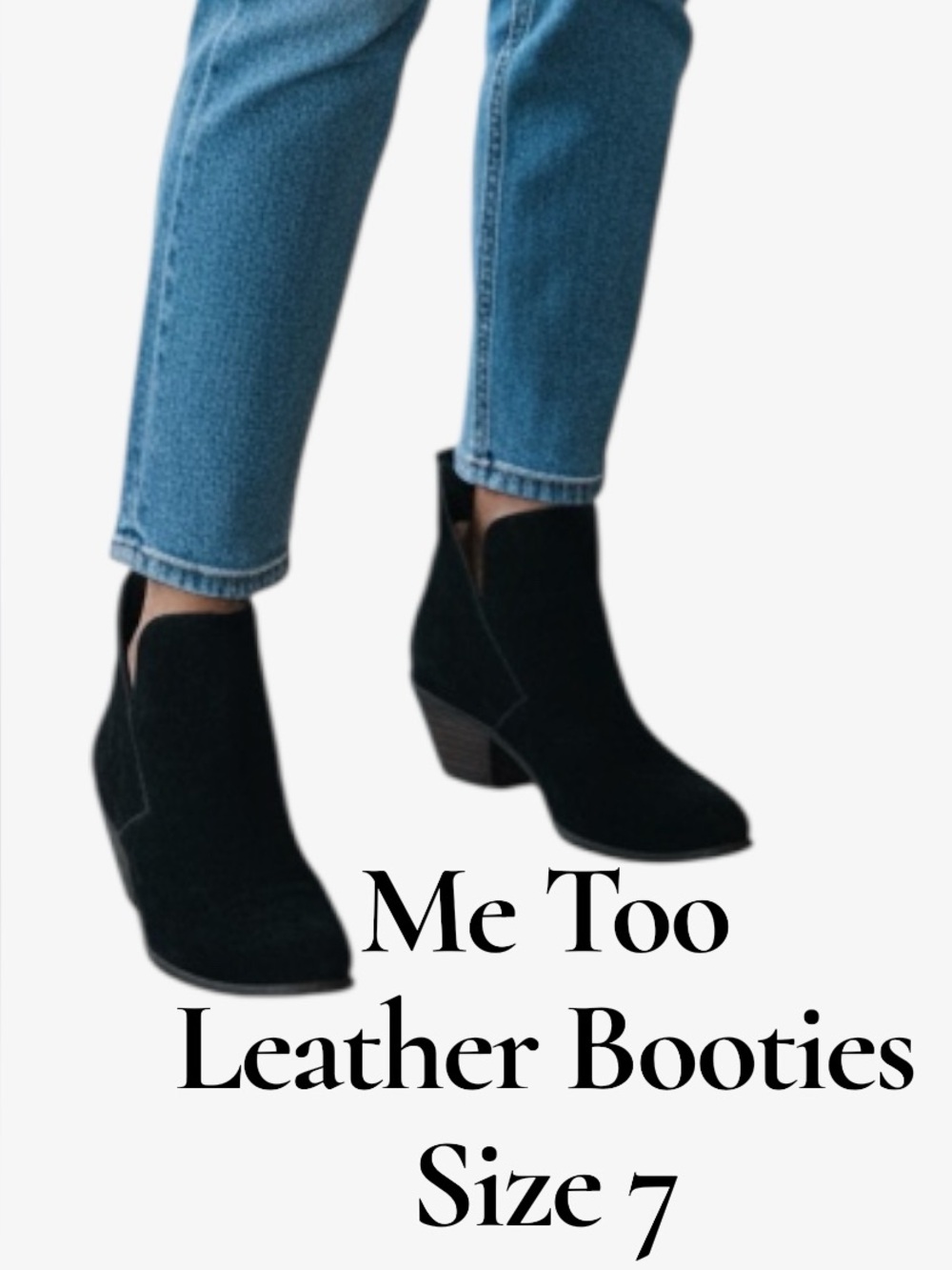 me too Black Leather Ankle Booties